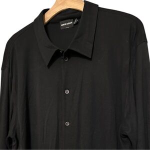 Giorgio Armani Borgo 21 Men’s Size 42 Black Knit Long Sleeve Button Down Shirt